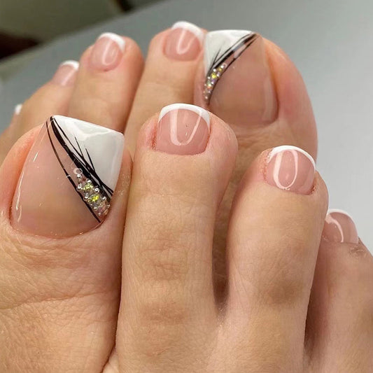 Main Scene French Tips White Press On Toenails