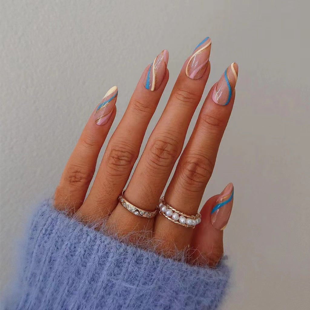 Enchanted Elegance Medium Coffin Shaped Pastel Press On Nails with Holographic Accents