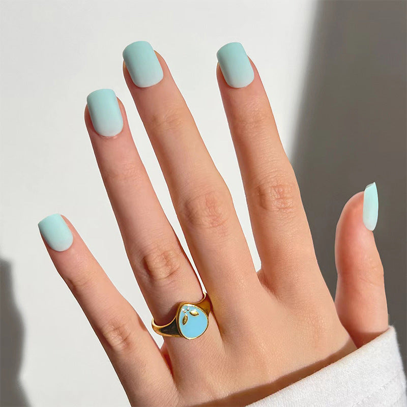 Spring Serenity Short Squoval Mint Green Matte Finish Press On Nail Set