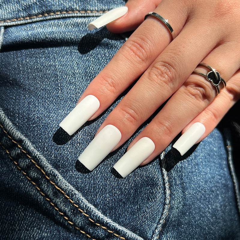 Urban Chic Extra Long Square White Press On Nails with Matte Finish