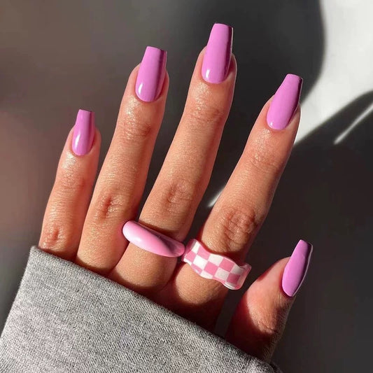 Shut Down Medium Coffin Pink Everyday Press On Nails