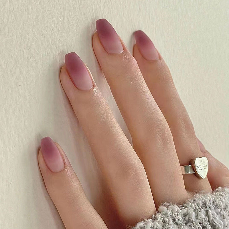 Elegant Ombre Bliss Medium Coffin Matte Lavender Press On Nail Set