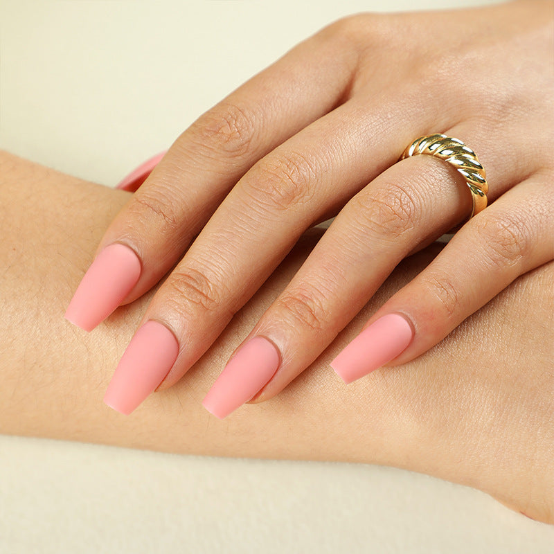 Spring Blossom Collection Medium Coffin Matte Pink Press On Nail Set with Easy Application