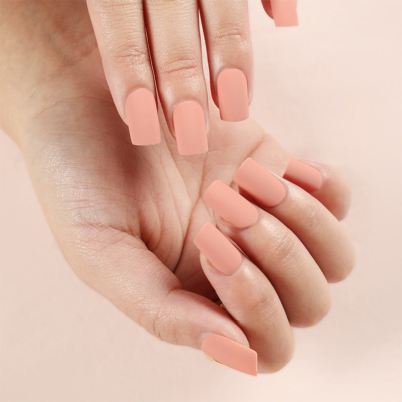 Elegant Pastel Peach Matte Medium Square Press On Nail Set with Seamless Fit Design