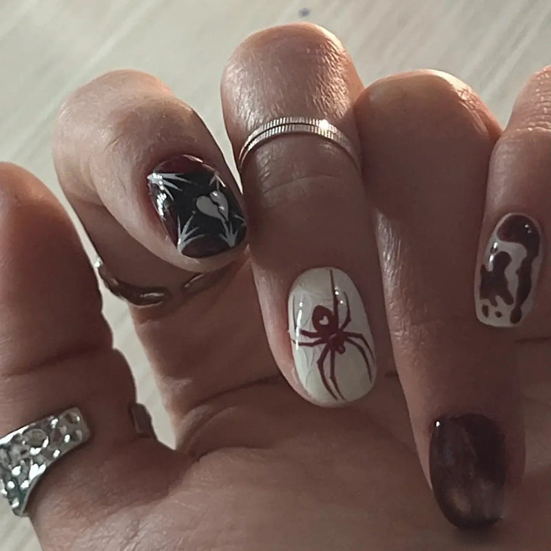 Charlotte's Web Medium Squoval Red Halloween Press On Nails