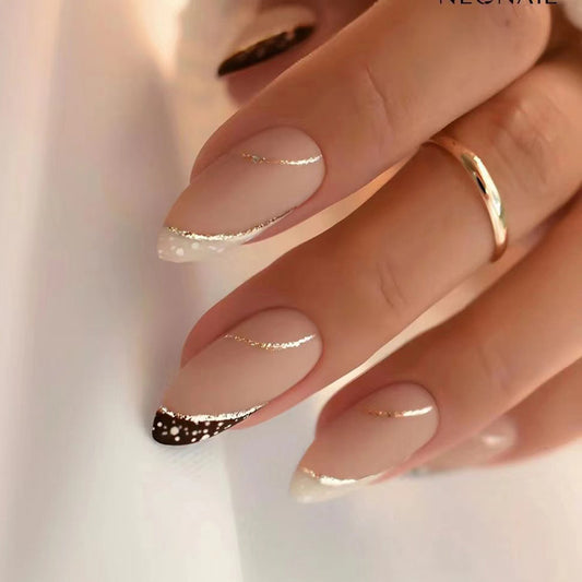 Good Luck Medium Almond Beige Everyday Press On Nails