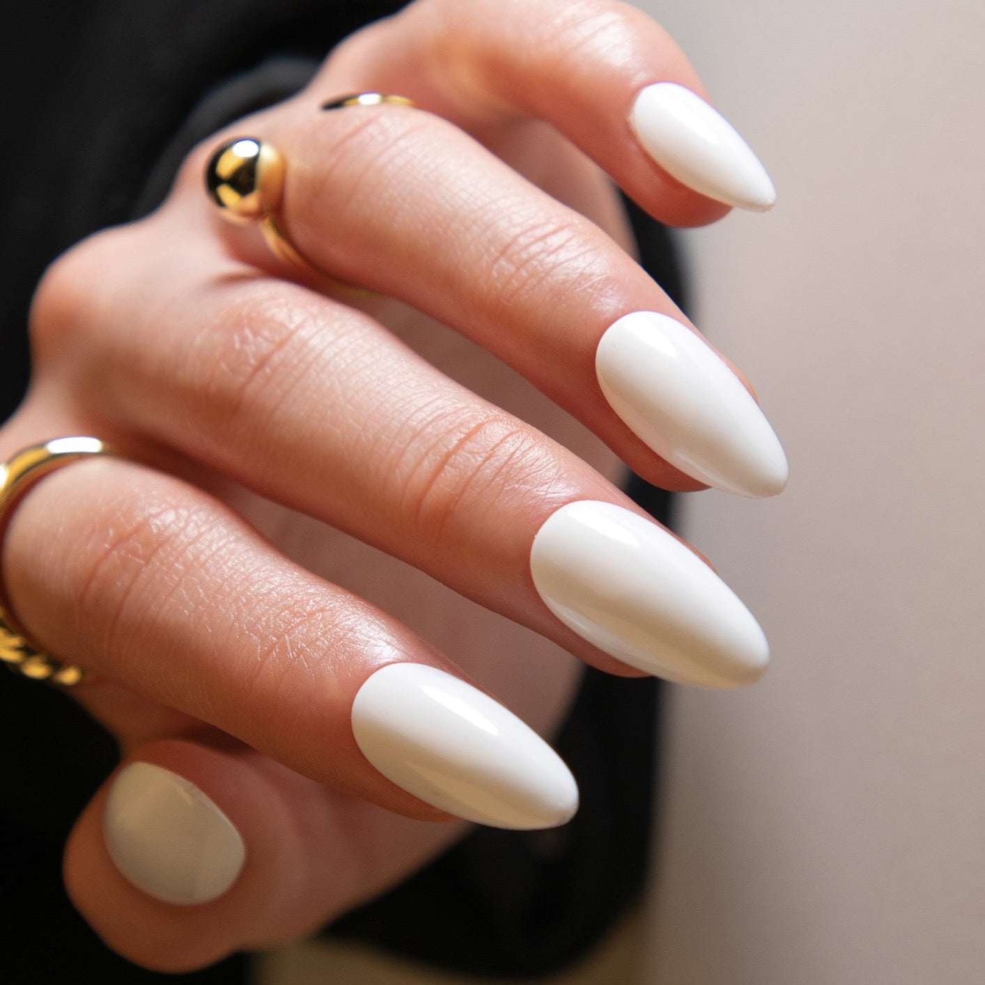 Winter Wonderland Long Almond Pure White Press On Nails with a Seamless Fit