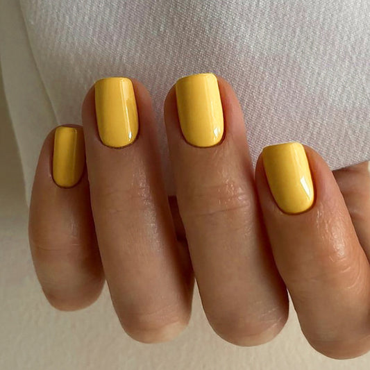 Sunny Day Medium Square Glossy Yellow Press-On Nail Set