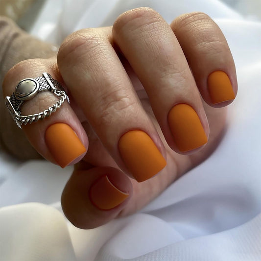 Sunny Day Short Square Matte Orange Press-On Nail Set