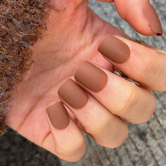 Autumn Chic Square Short Matte Chocolate Press-On Nail Set