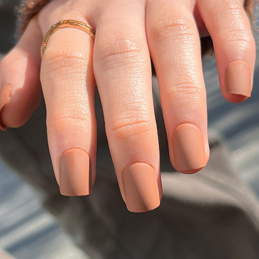 Sophisticated Short Square Matte Beige Press-On Nails