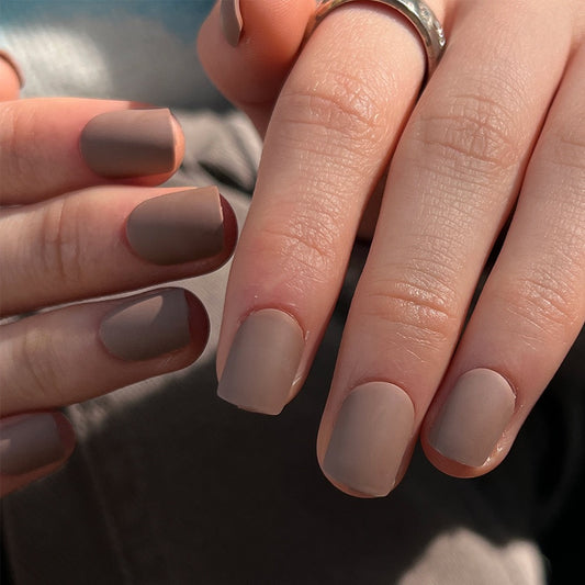 Soft Taupe Medium Square Matte Press-On Nails