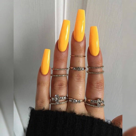 Crazy Banana Long Coffin Yellow Bold Press On Nails