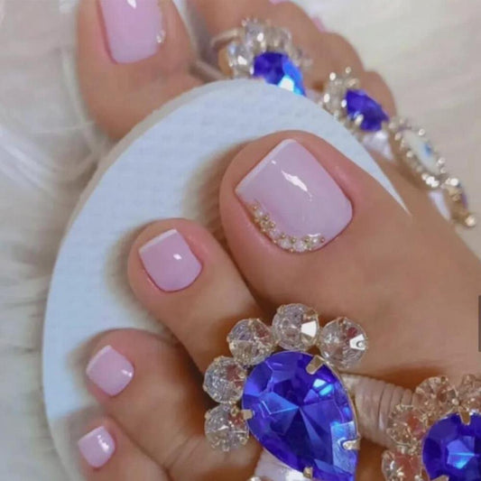 Trusted Studded Pink Press On Toenails