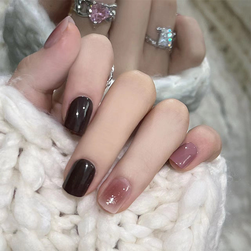 Anything Goes Short Square Brown Everyday Press On Nails