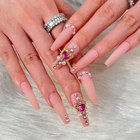 Keep Up Long Square Pink Astrology Press On Nails