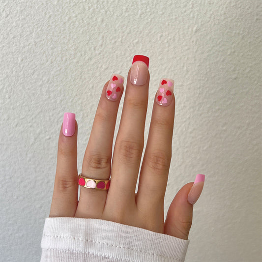 Cute Yet Cheeky Short Square Pink Valentine's Day Press On Nails