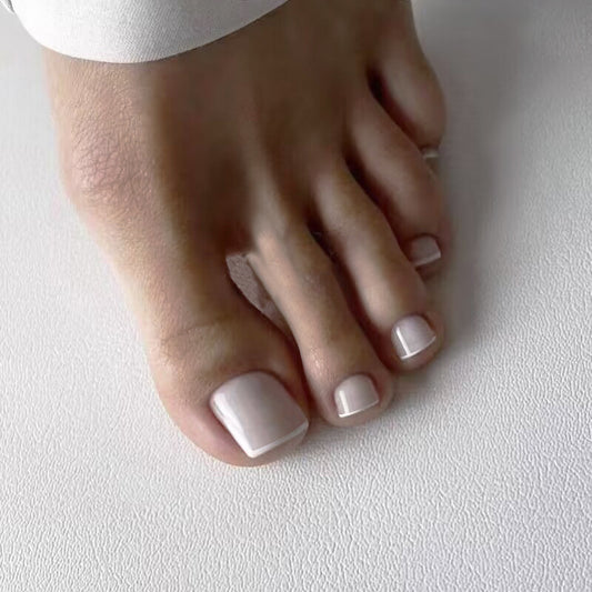 Summer Breeze Short Square White Press On Toenail Set with Glossy Finish