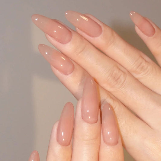 Celebrity Star Long Almond Beige Everyday Press On Nails