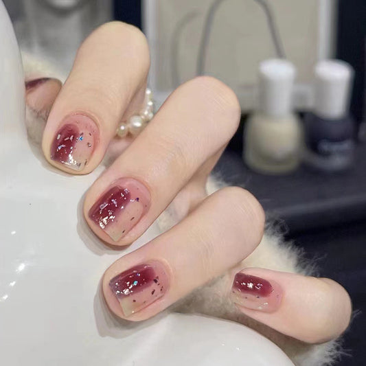 In A Bottle Of Beauty Short Square Red Jelly Press On Nails