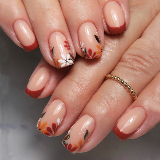 Fall Colors Medium Square Brown Fall Press On Nails