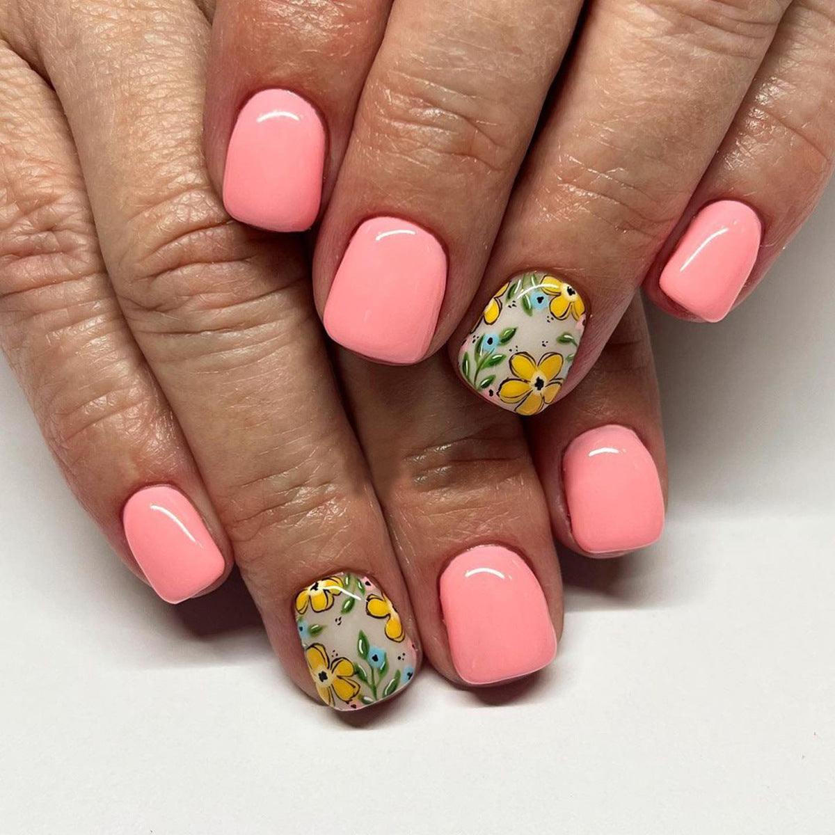 Heard It Together Short Square Pink Floral Press On Nails