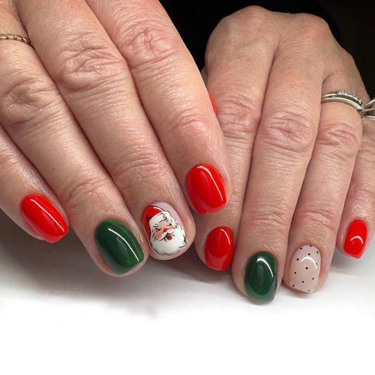 Santa Baby Short Squoval Red Holiday Press On Nails