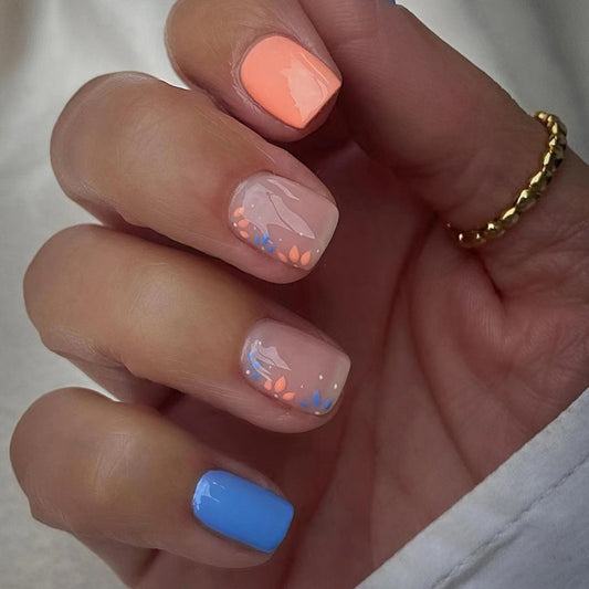 Any Day Now Short Square Orange Everyday Press On Nails