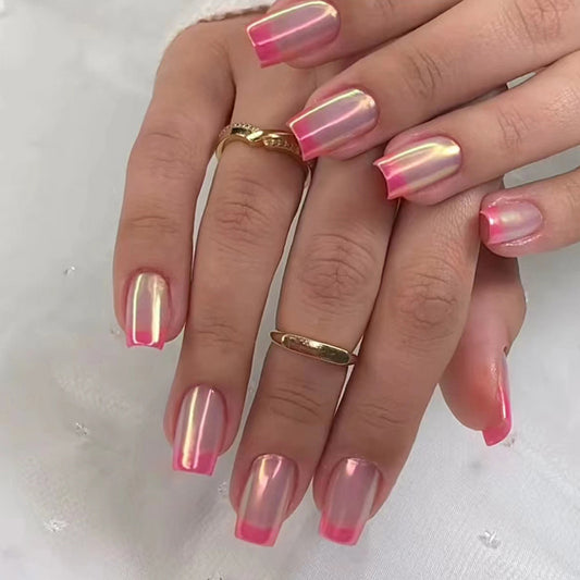 Really Mellow Medium Square Pink Glossy Press On Nails