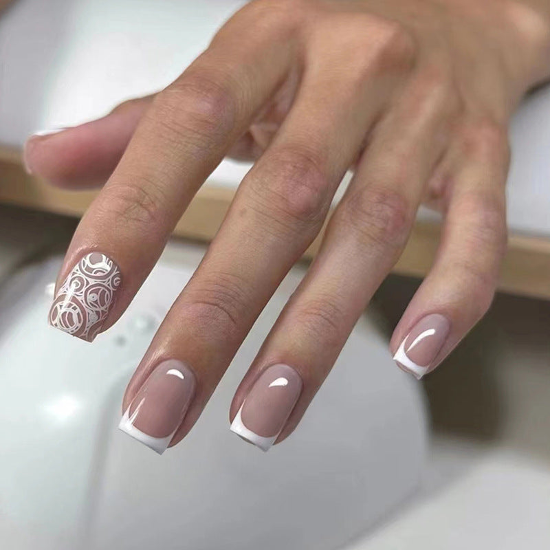 Something Special Medium Square White Glam Press On Nails