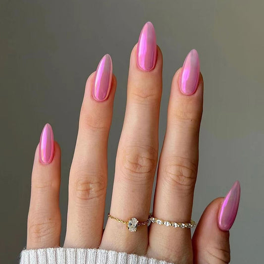 Living The Life Long Almond Pink Glossy Press On Nails