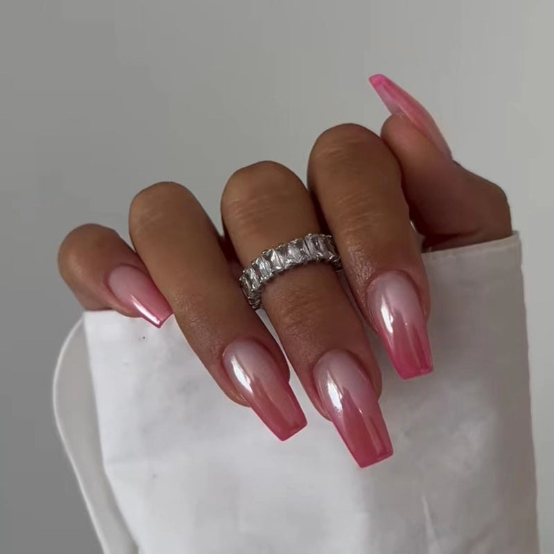 It Is An Honor Long Coffin Pink Glossy Press On Nails