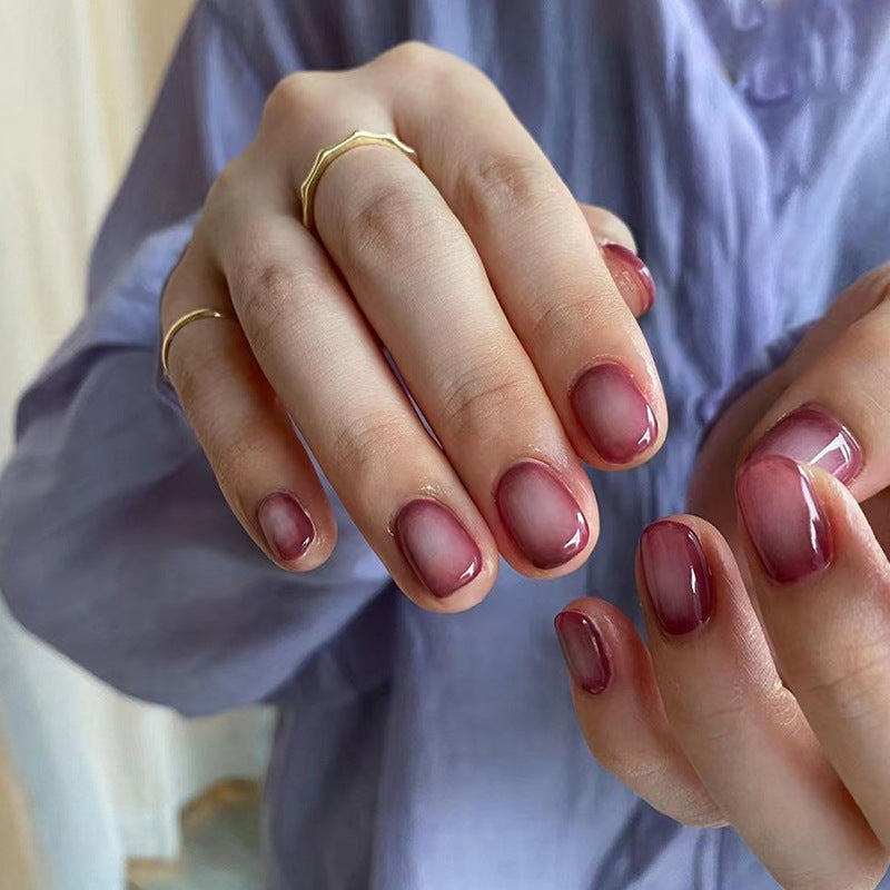 Search For The Reflection Short Round Red Jelly Press On Nails