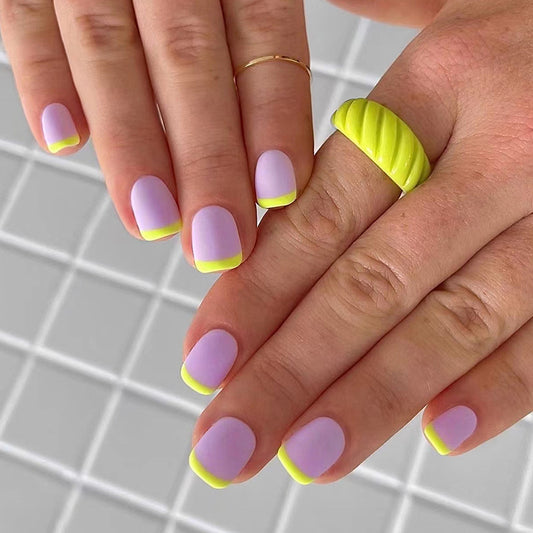 Who Wants It Short Square Yellow French Tips Press On Nails