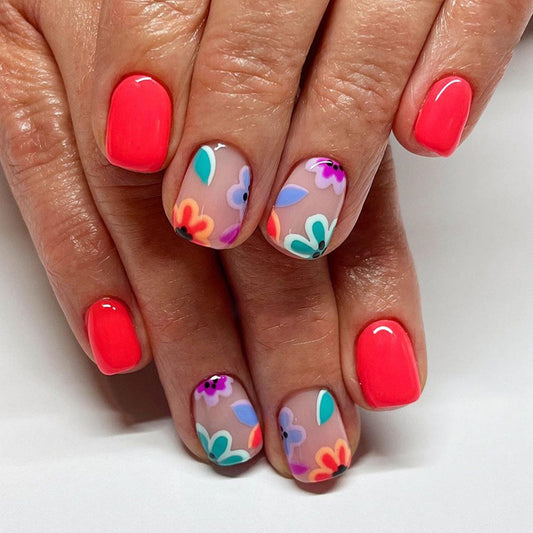 See How This Goes Short Squoval Multicolor Groovy Press On Nails