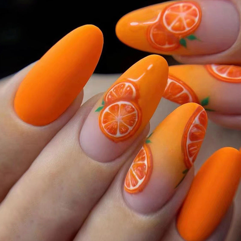 Orange You Glad Medium Oval Orange Fruits Press On Nails