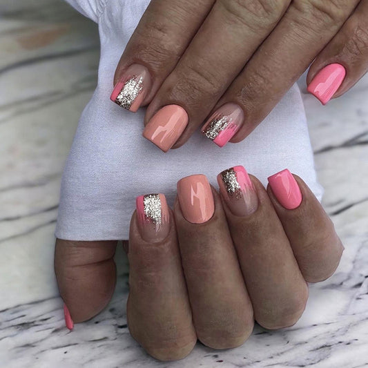 Baseline Short Square Pink Everyday Press On Nails