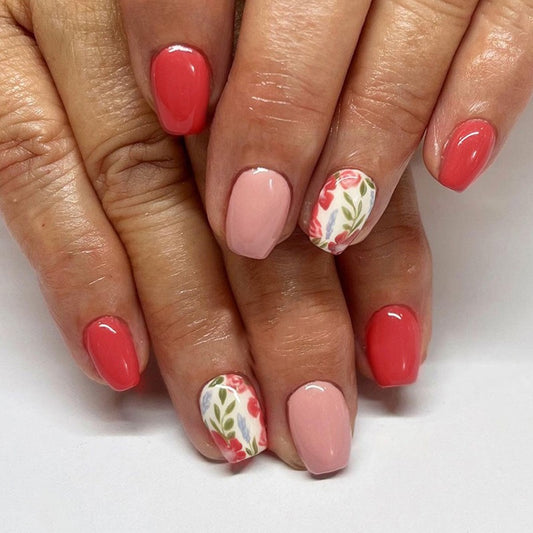 Kept Alone Short Coffin Pink Spring Press On Nails