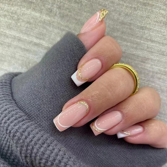 Full Fledged Medium Square Beige Everyday Press On Nails