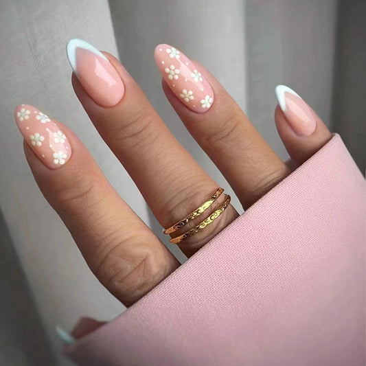 Home Chillin Medium Oval Pink Floral Press On Nails