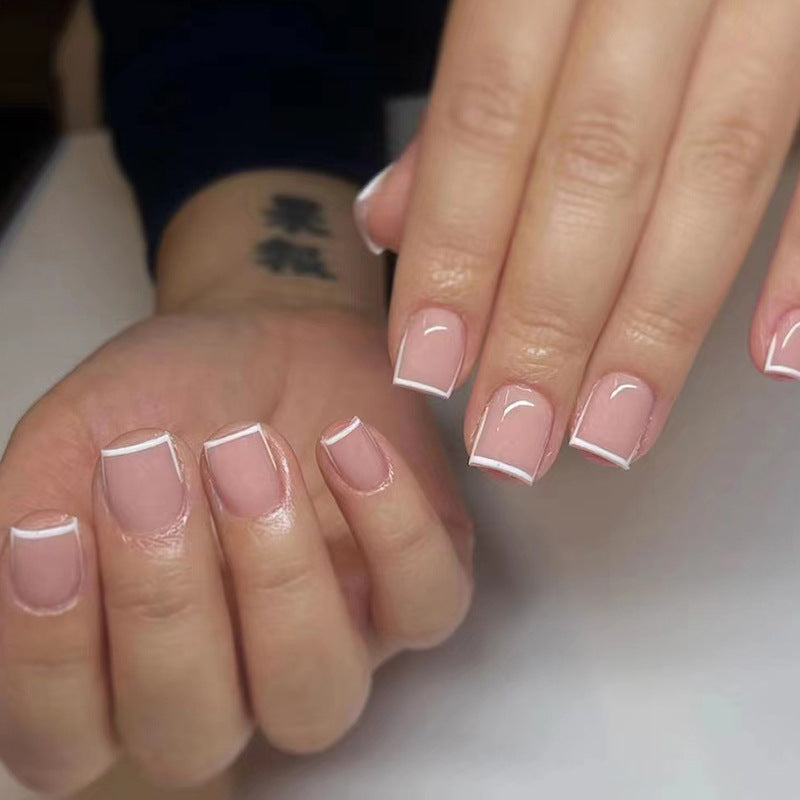 One Day Short Square Beige French Tips Press On Nails