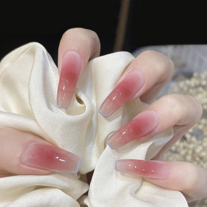 Light Shell Long Coffin Pink Jelly Press On Nails