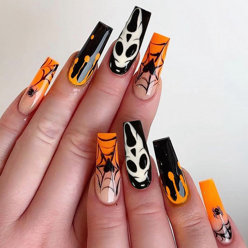 Only Spook Medium Coffin Orange Halloween Press On Nails