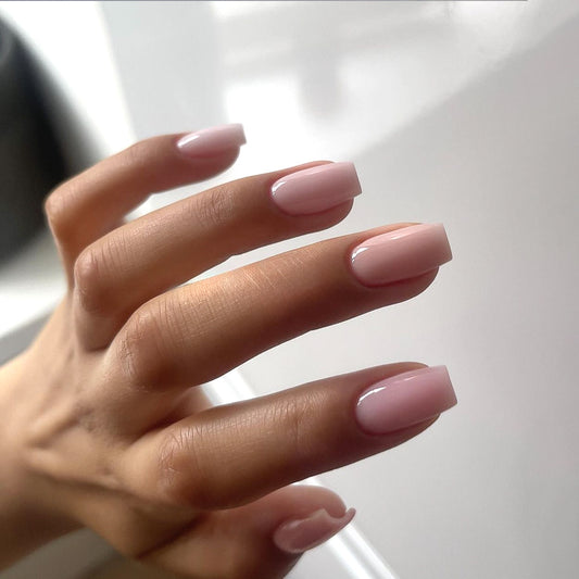 Minimalist Medium Length Square Mauve Press On Nails with Natural Sheen