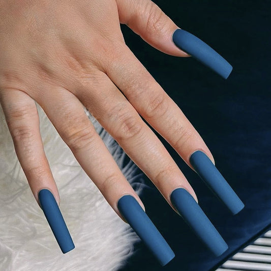 Urban Chic Extra Long Coffin Matte Slate Blue Press-On Nail Set