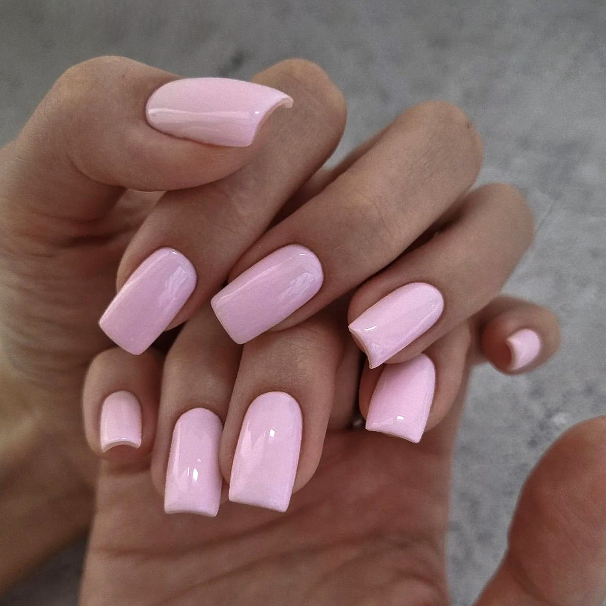 Modern Elegance: Medium Square Soft Pink Press-On Nails with High-Gloss Finish