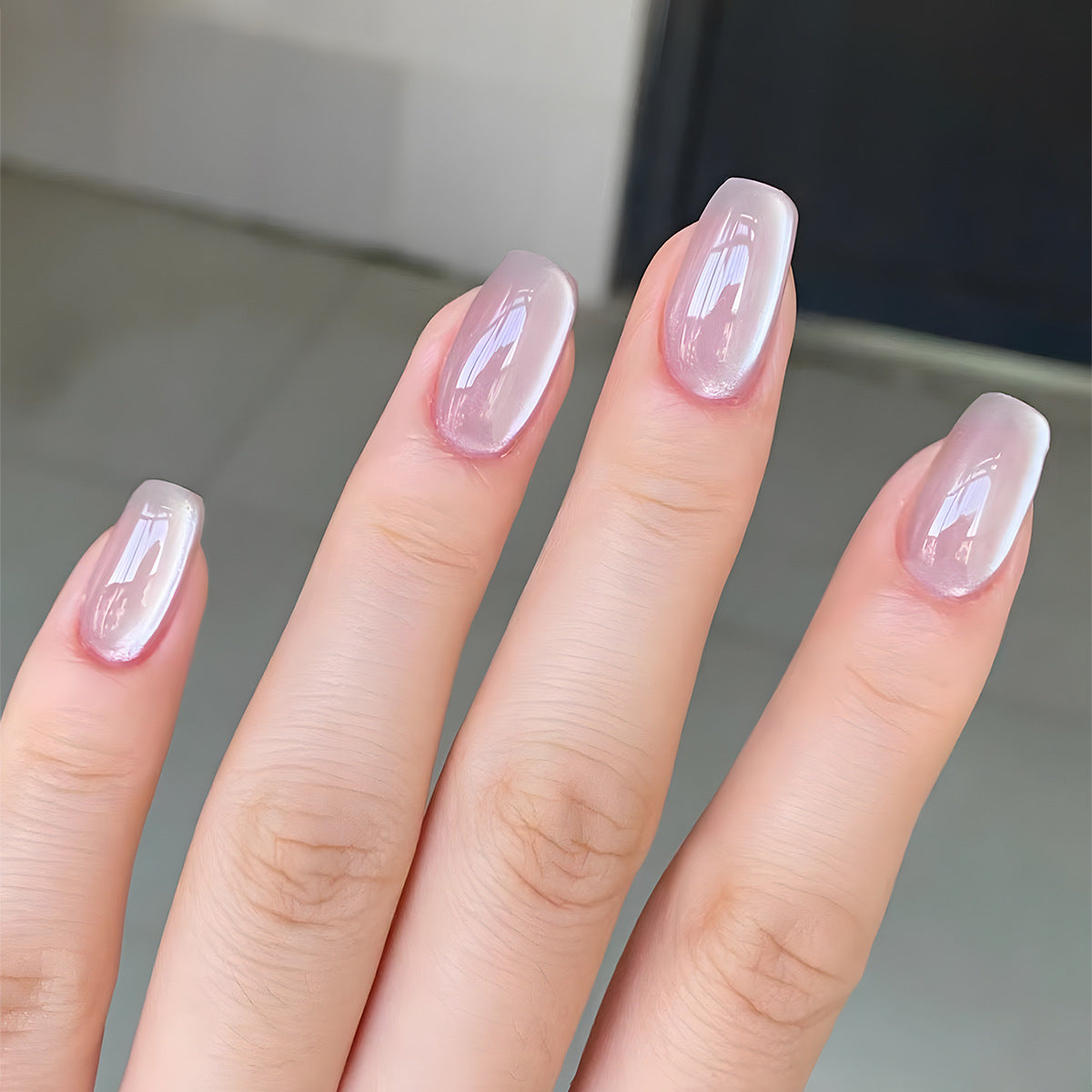 Lavender Haze Long Square Press On Nails with Ombre Effect and Glossy Finish