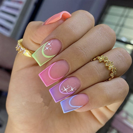 Commit To It All Medium Square Multicolor Matte Press On Nails