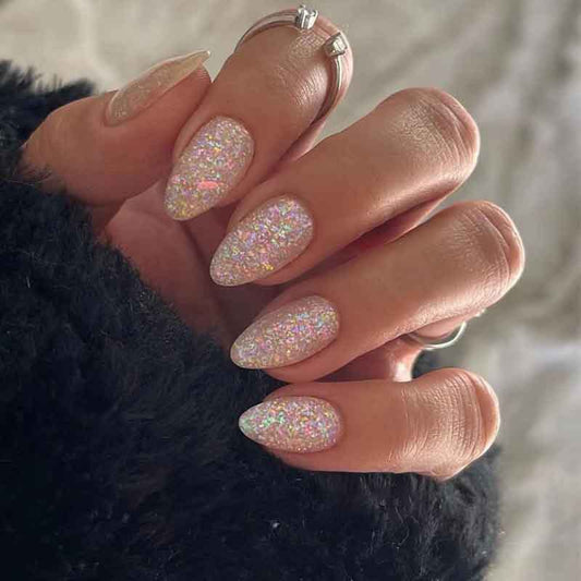 Big Law Medium Almond Multicolor Glitter Press On Nails