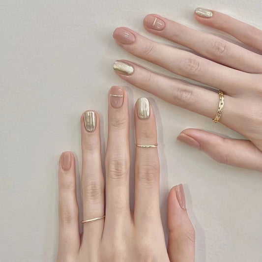 Come Back Short Square Beige Everyday Press On Nails